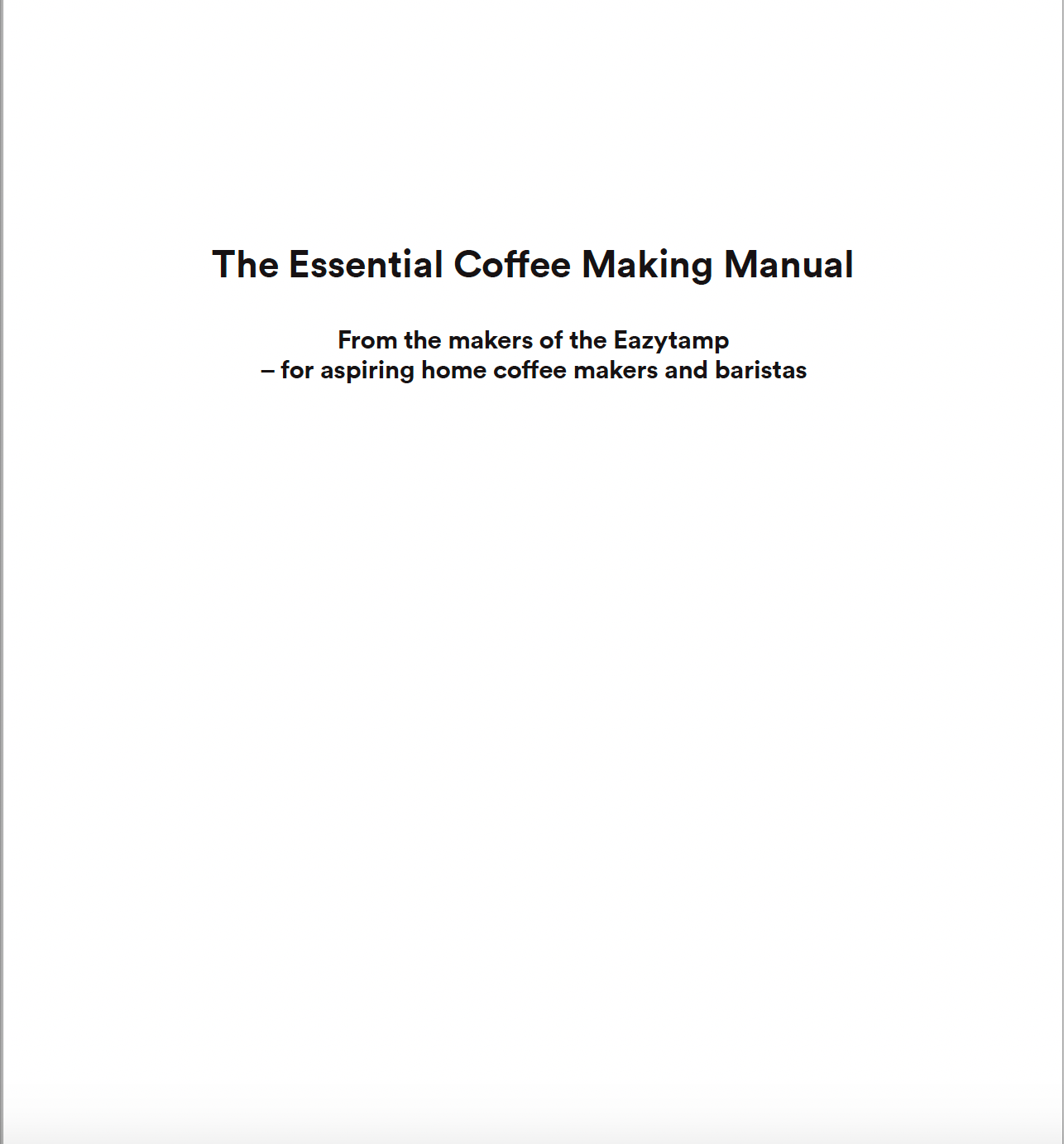 Barista & Coffee Making Manual