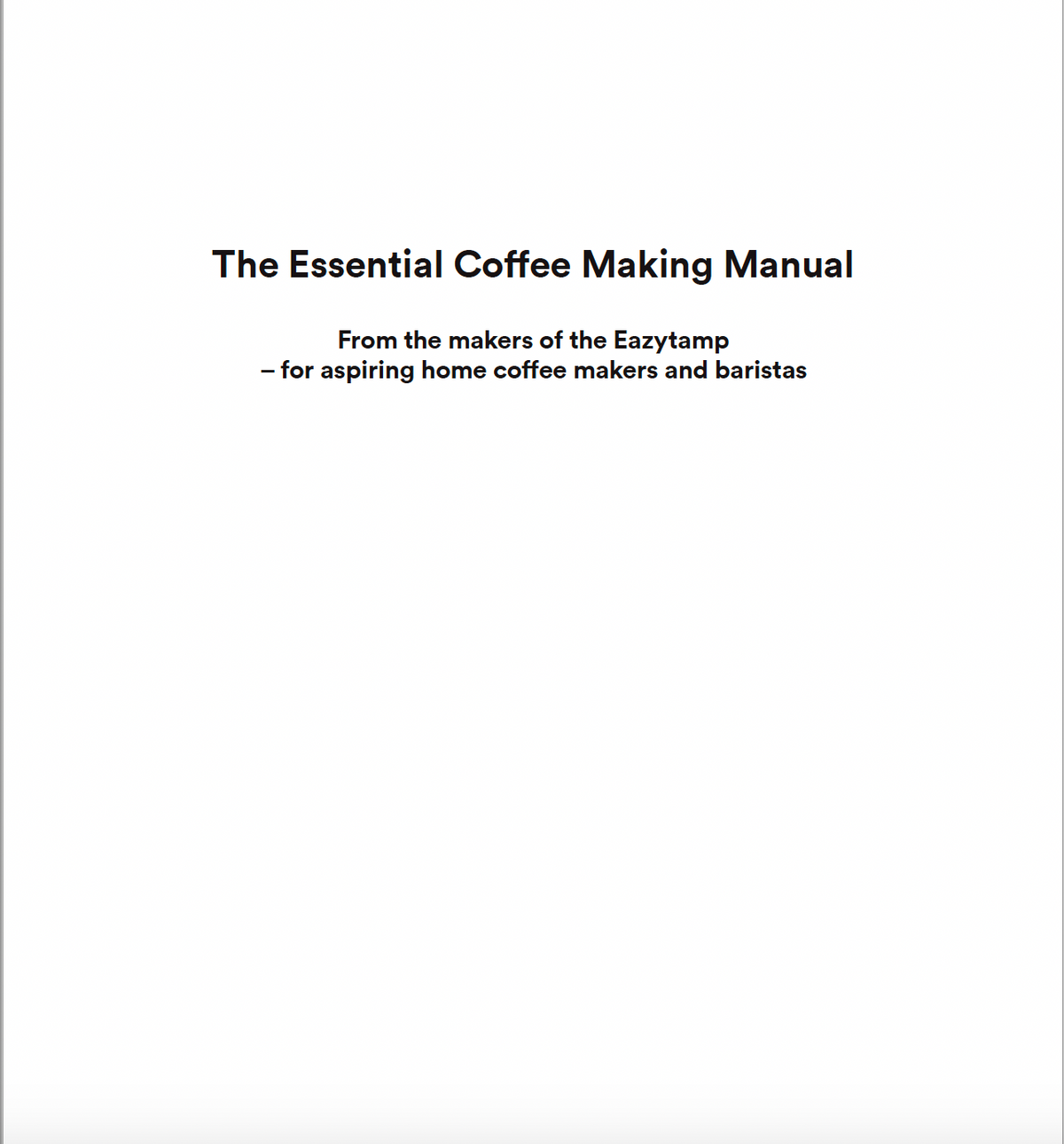 Barista & Coffee Making Manual